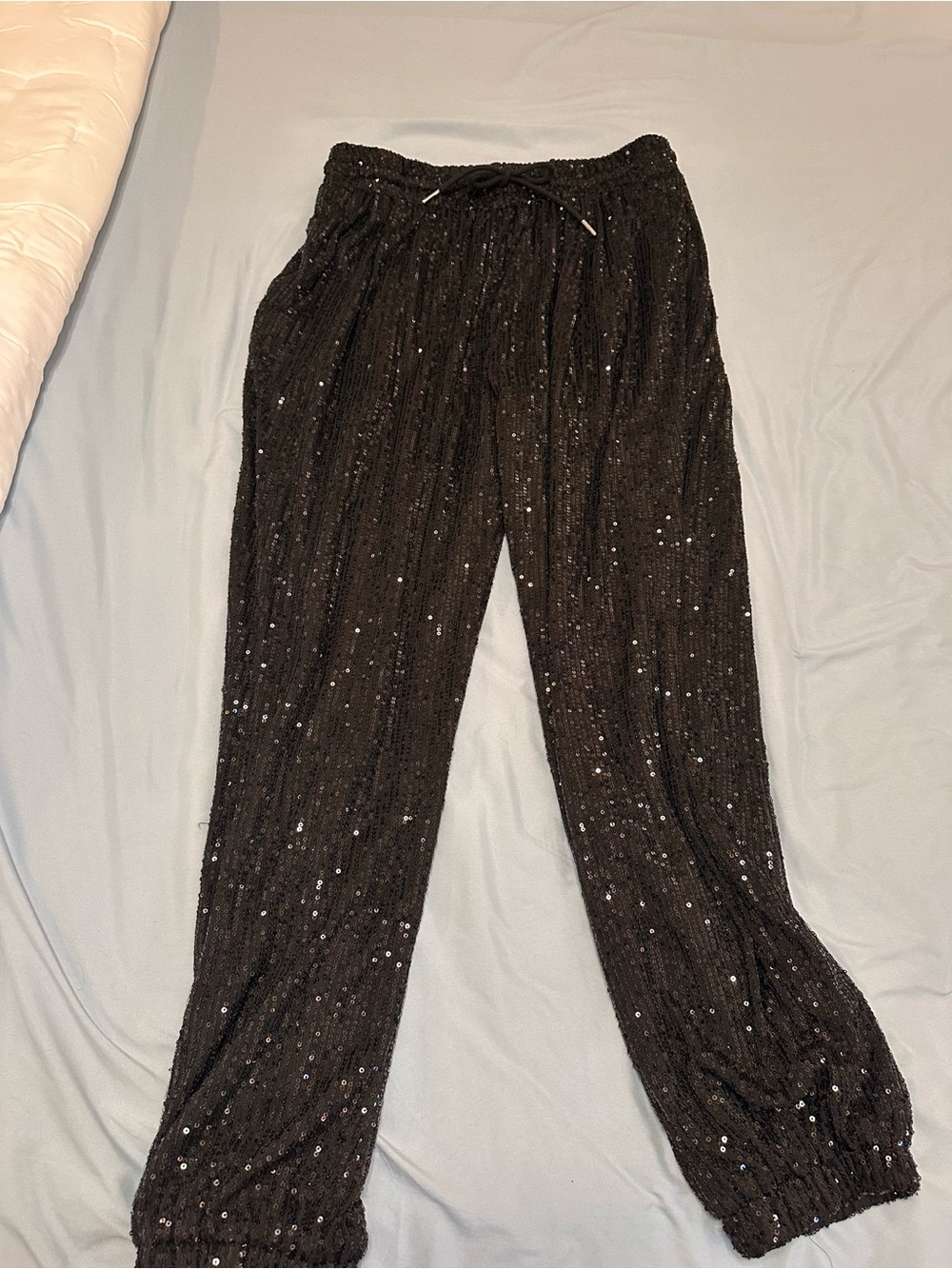 Black Sequin Harem Pants - Women's